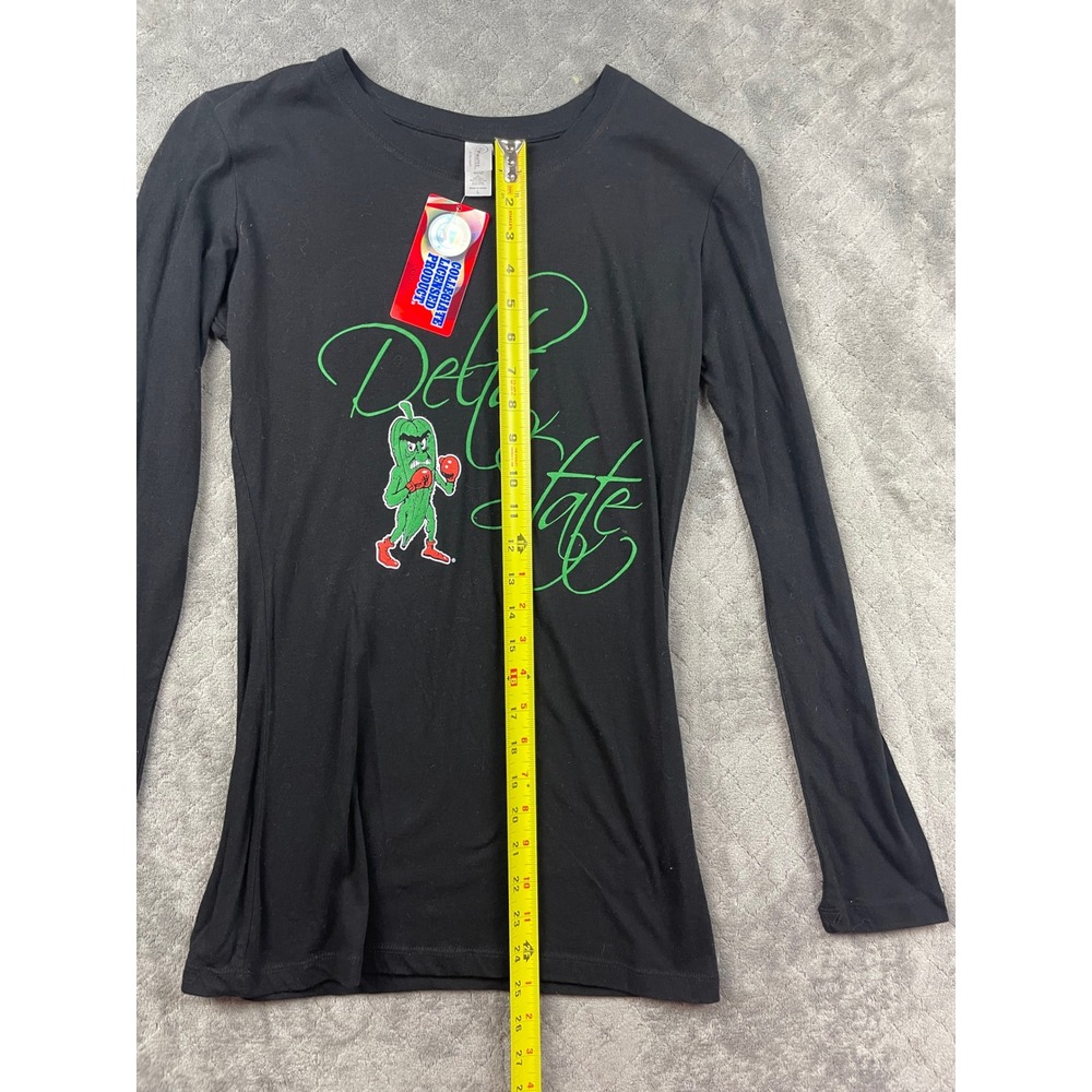 Delta State Fighting Okra Long Sleeve Shirt Women Large Black Pimatee Collegiate - Picture 4 of 8